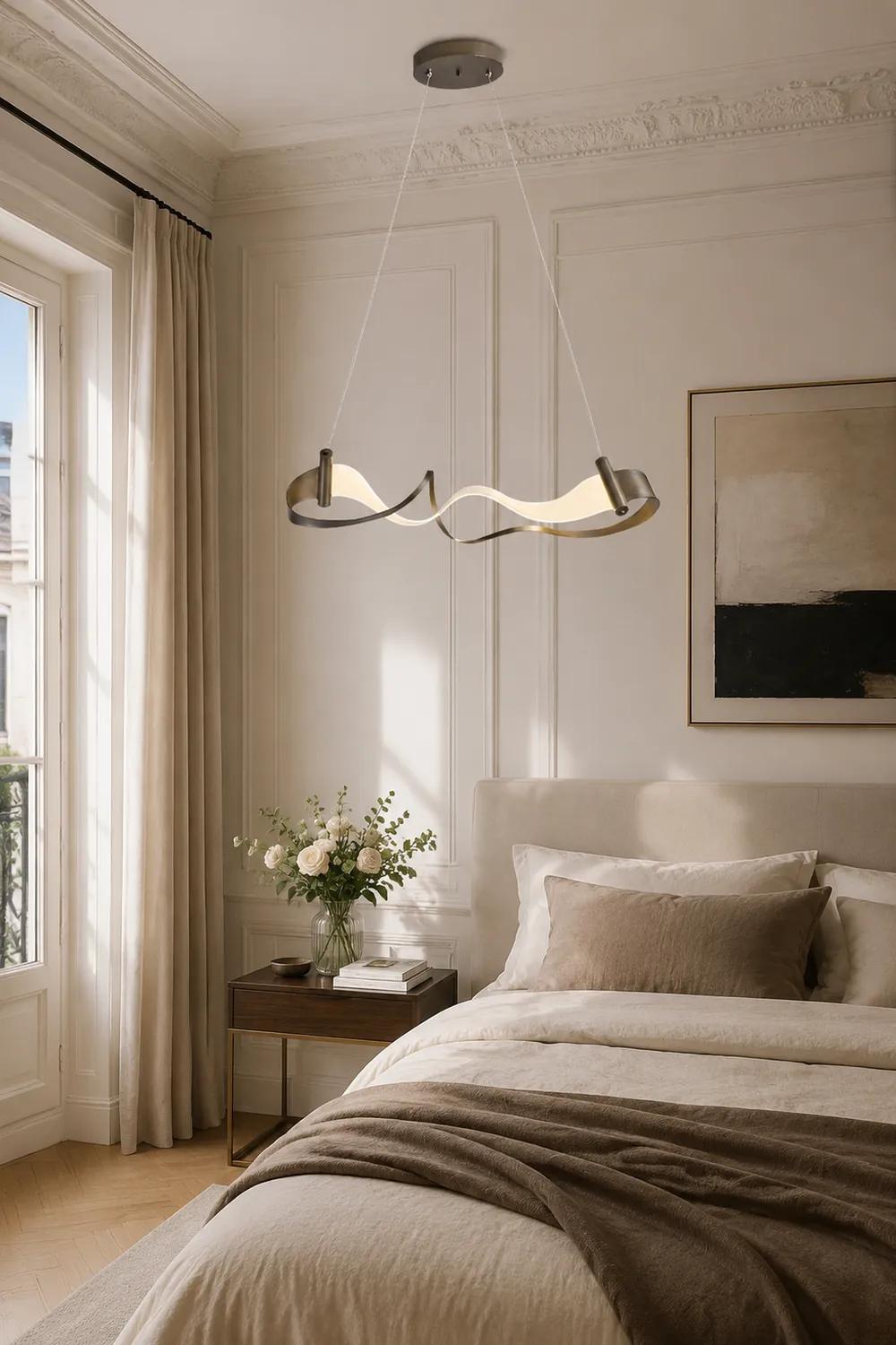 Metal Gold Pendant Light, Wavy Shape - Lumpaz