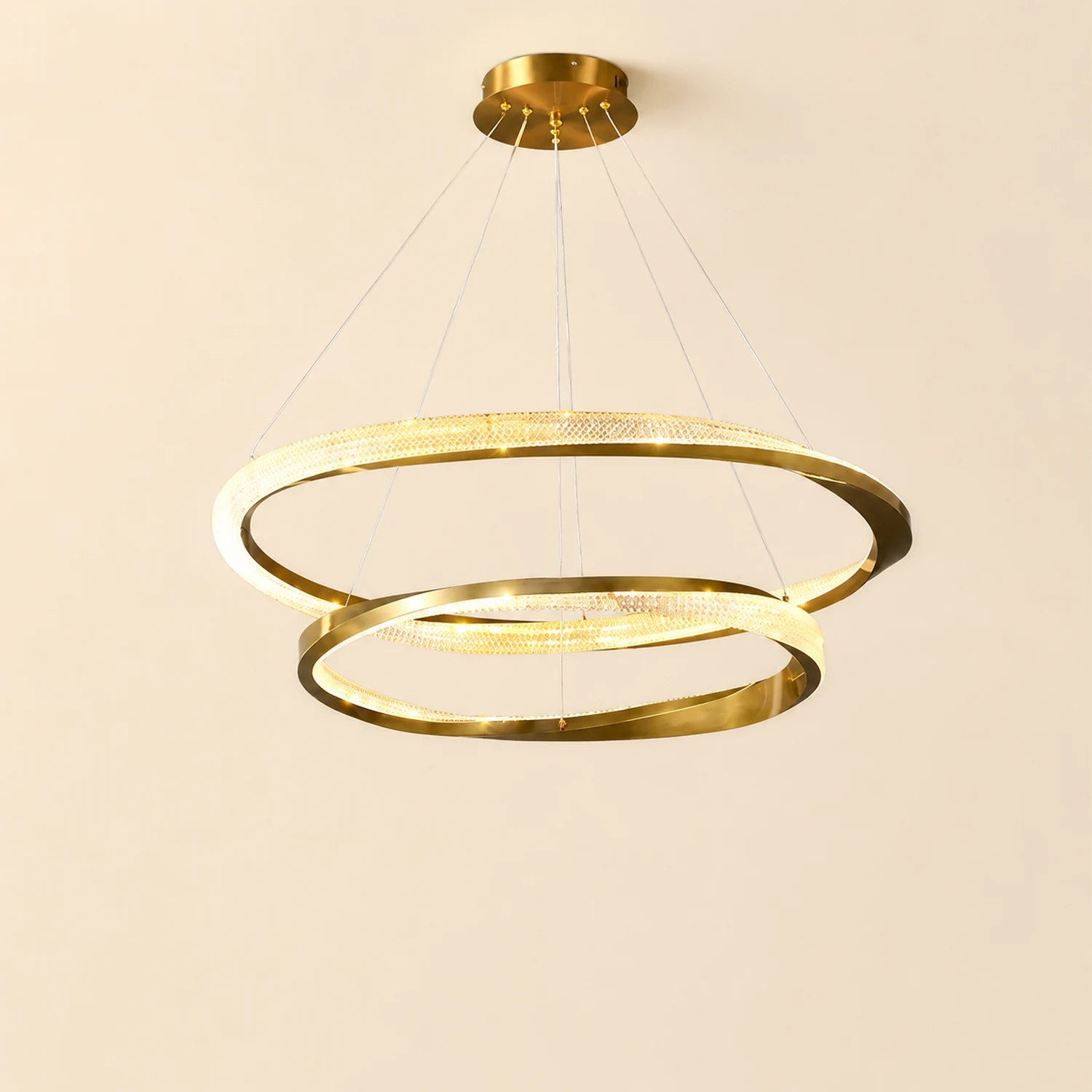 Arisha Minimalist  Ring Spiral Shape Metal Pendant Light,Gold - Lumpaz