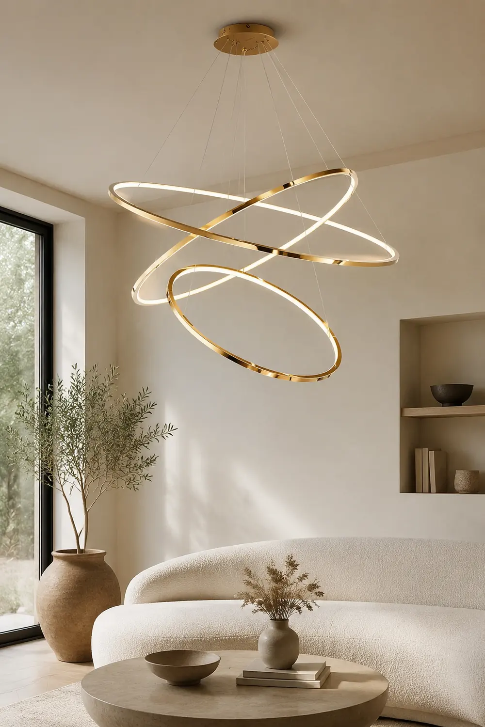 Arisha Minimalist Ring Metal Pendant Light, Gold, Living Room - Lumpaz