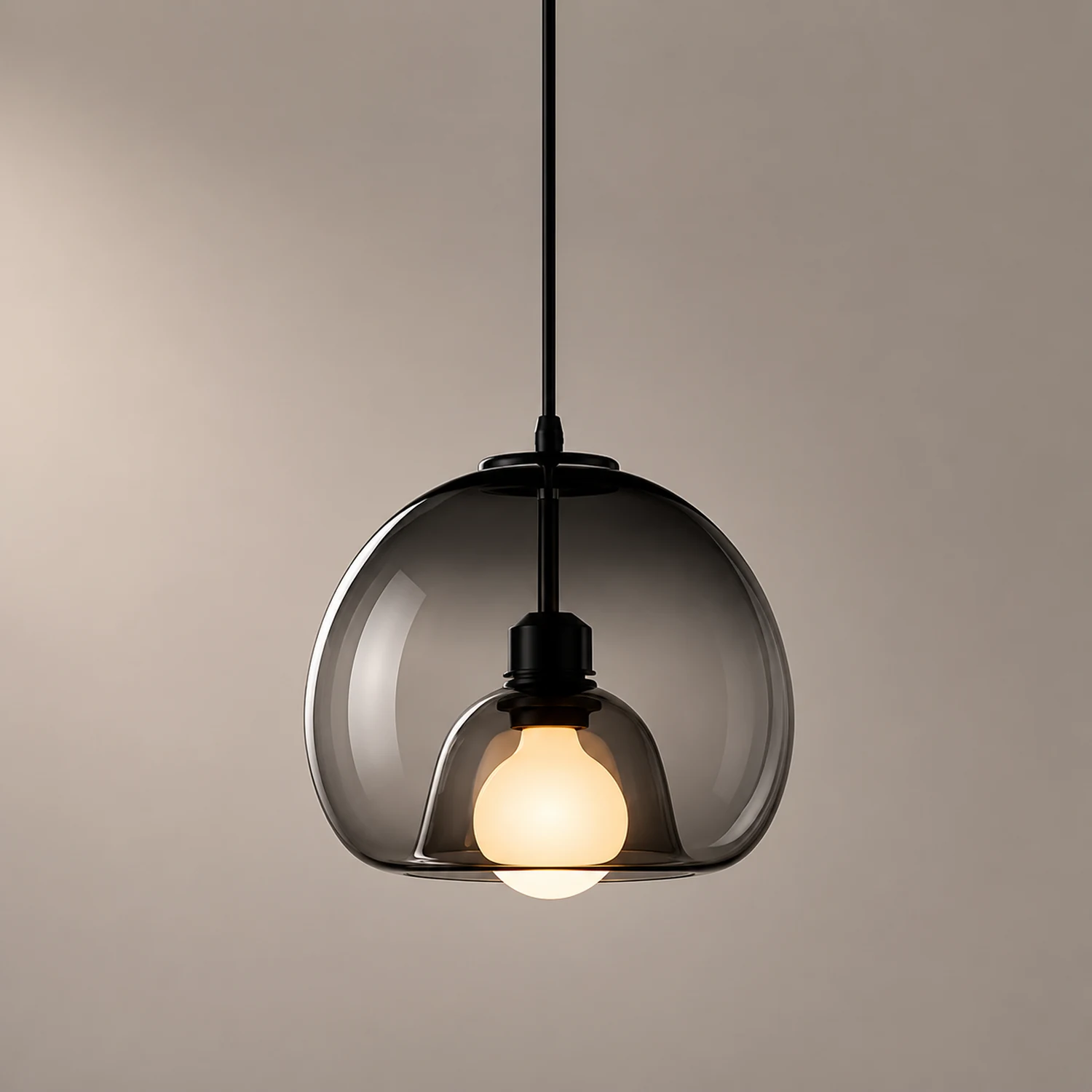 Hailie Modern Globe Glass Pendant Light, Amber/Smoky Gray - Lumpaz