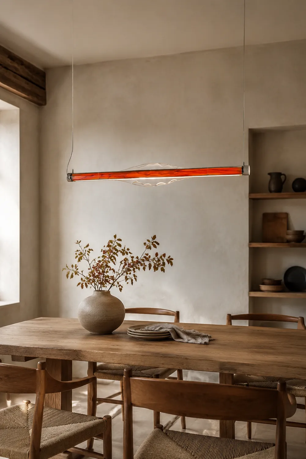 Edge Modern Tubular Metal Pendant Light, Red/Brown - Lumpaz