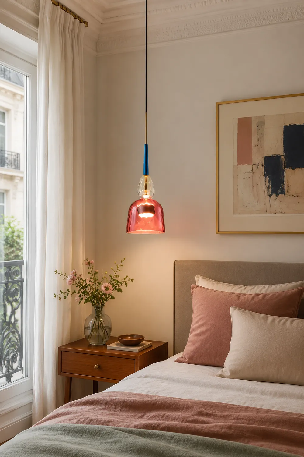 Hailie Modern Cup Glass Pendant Light, Colorful Bedroom, Living Room - Lumpaz
