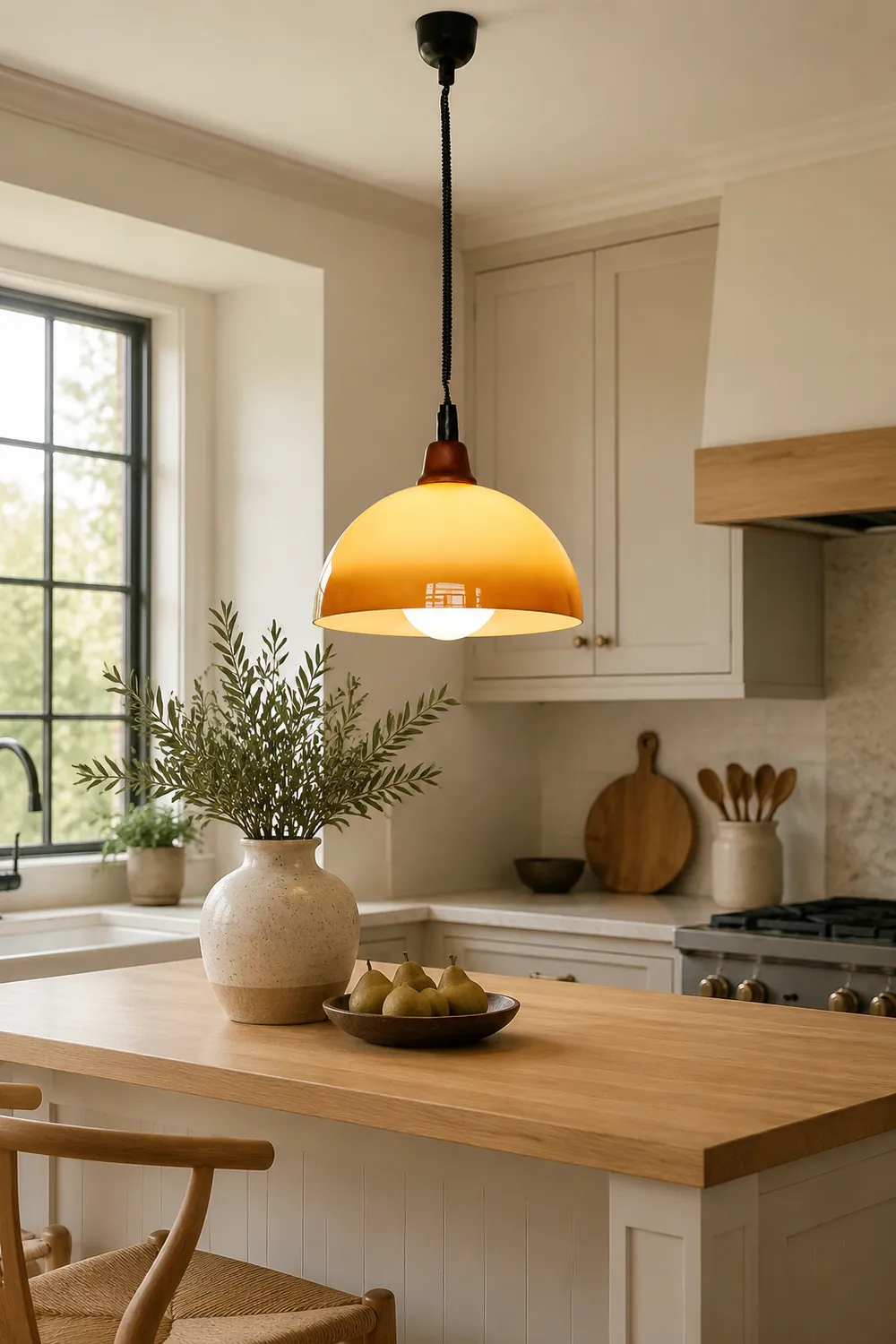 Hailie Retro LED Round Pendant Light Adjustable Dining Room Brown - Lumpaz