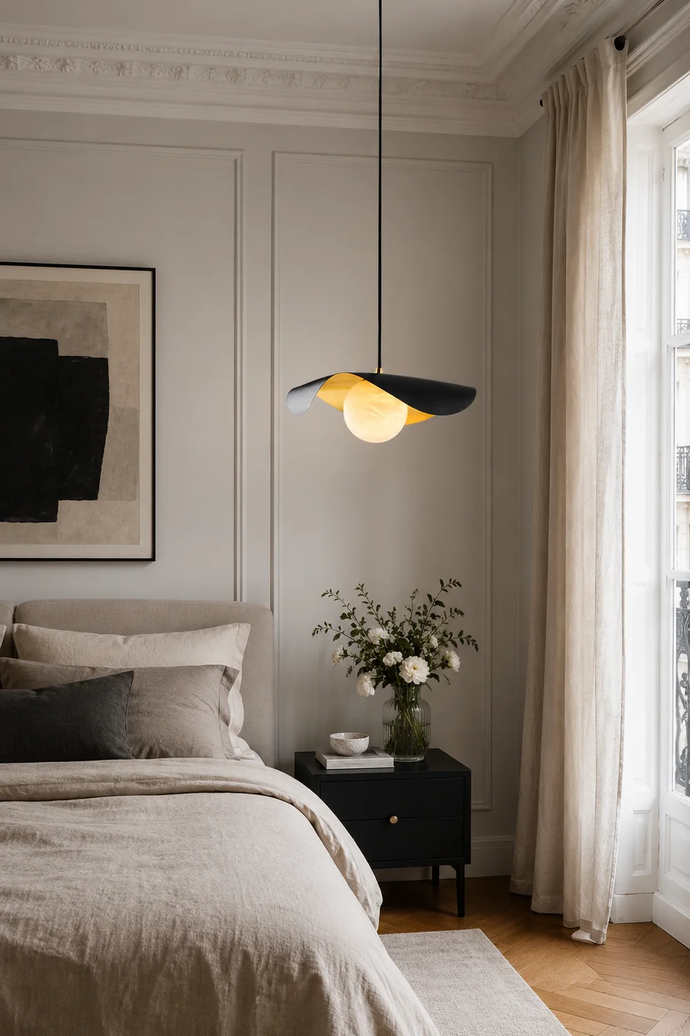 Eveline Modern Nordic Minimalist Metal/Marble Pendant Light, Black - Lumpaz