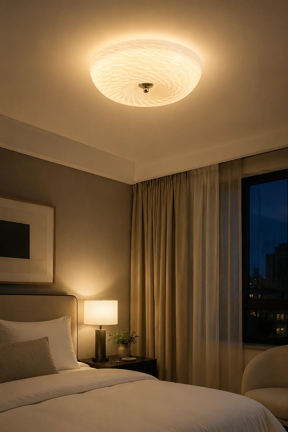 Hailie Design Circle LED Ceiling Light Metal/Glass White Bedroom/Living Room - Lumpaz