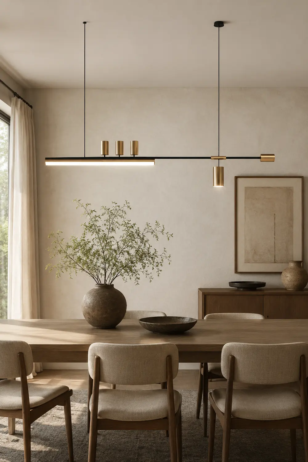 Edge Modern Minimalist Liner Metal/Acrylic Pendant Light, Gold/Black - Lumpaz
