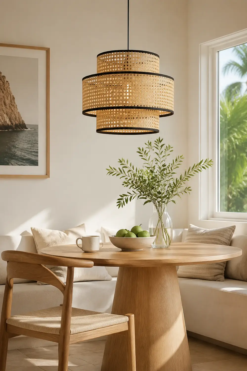 Ritta Japanese Rattan Pendant Light, Tri-Layer - Lumpaz