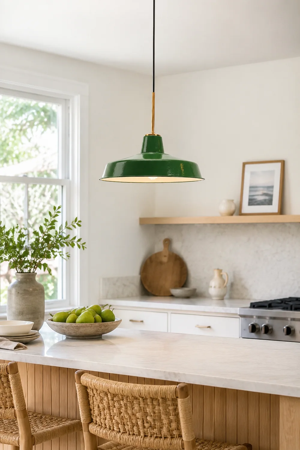 Cairns Vintage Metal Arched Pendant Light, Green - Lumpaz