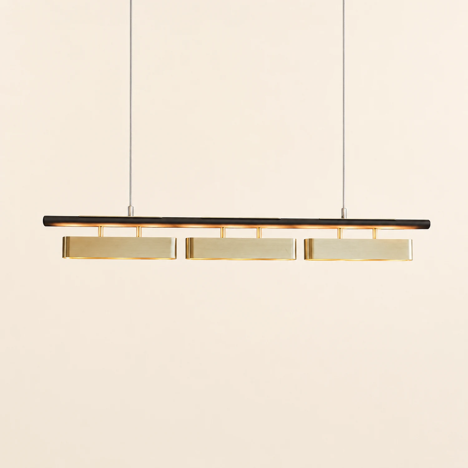 Edge Pendant Light Rectangular Modern, Metal, Black/Brass, Office - Lumpaz