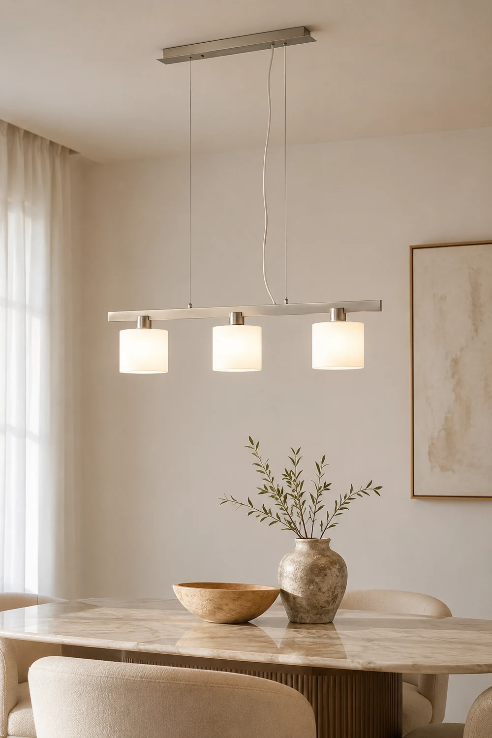 Zaid White Cluster Pendant Light, 3 Heads, Metal/Glass - Lumpaz