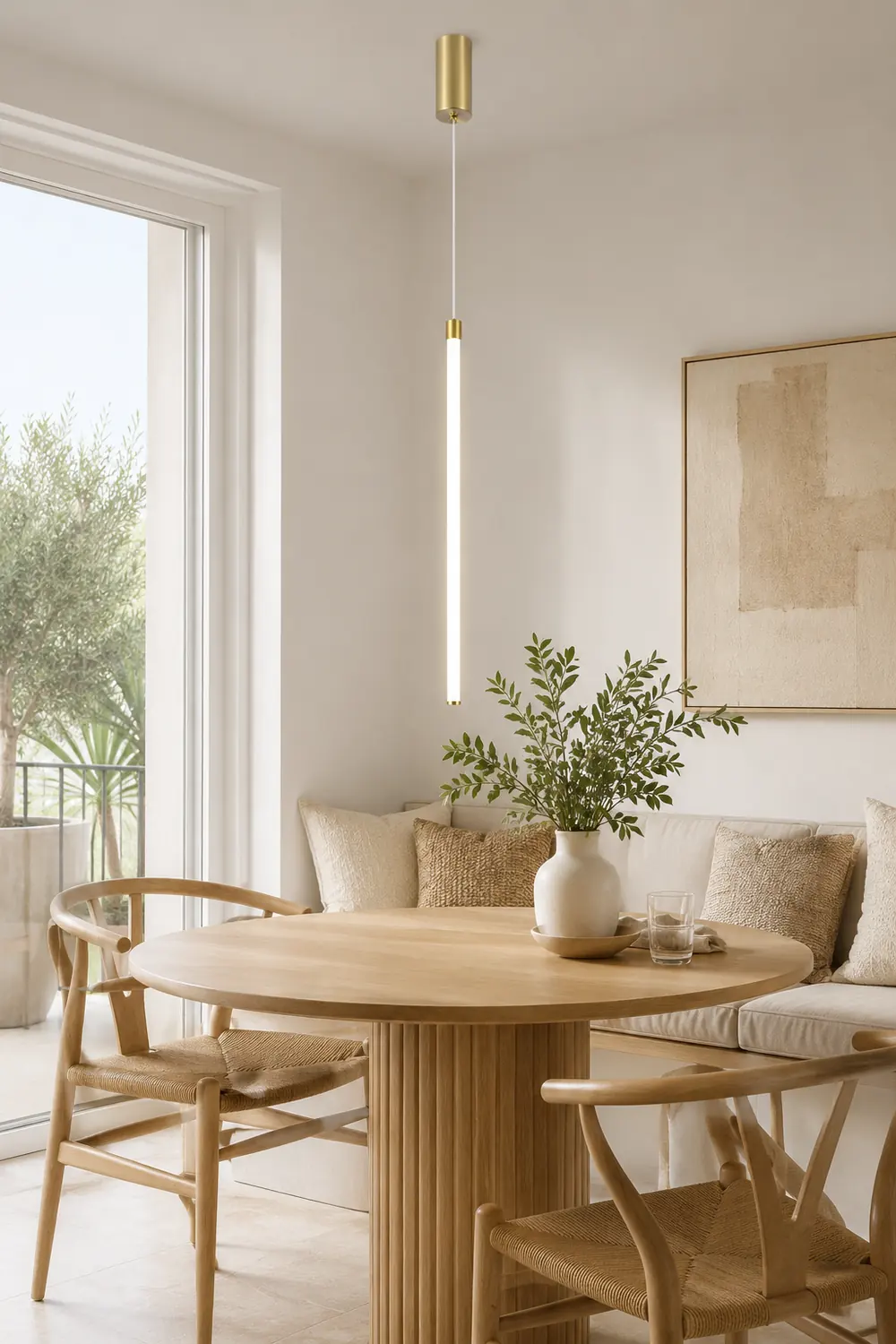 Edge Pendant Light Linear Modern/Minimalist, Acrylic, White, Living Room - Lumpaz