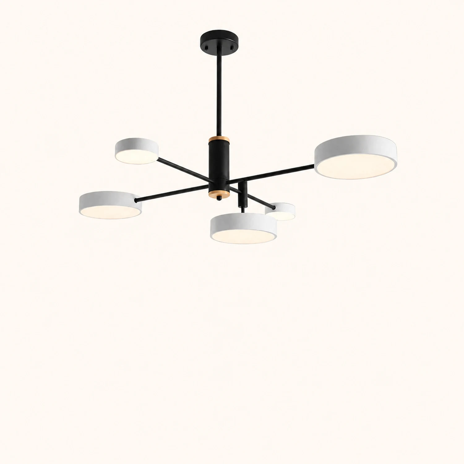Sienna Pendant Light LED, Metal & Wood, Gray/White/Gold - Lumpaz