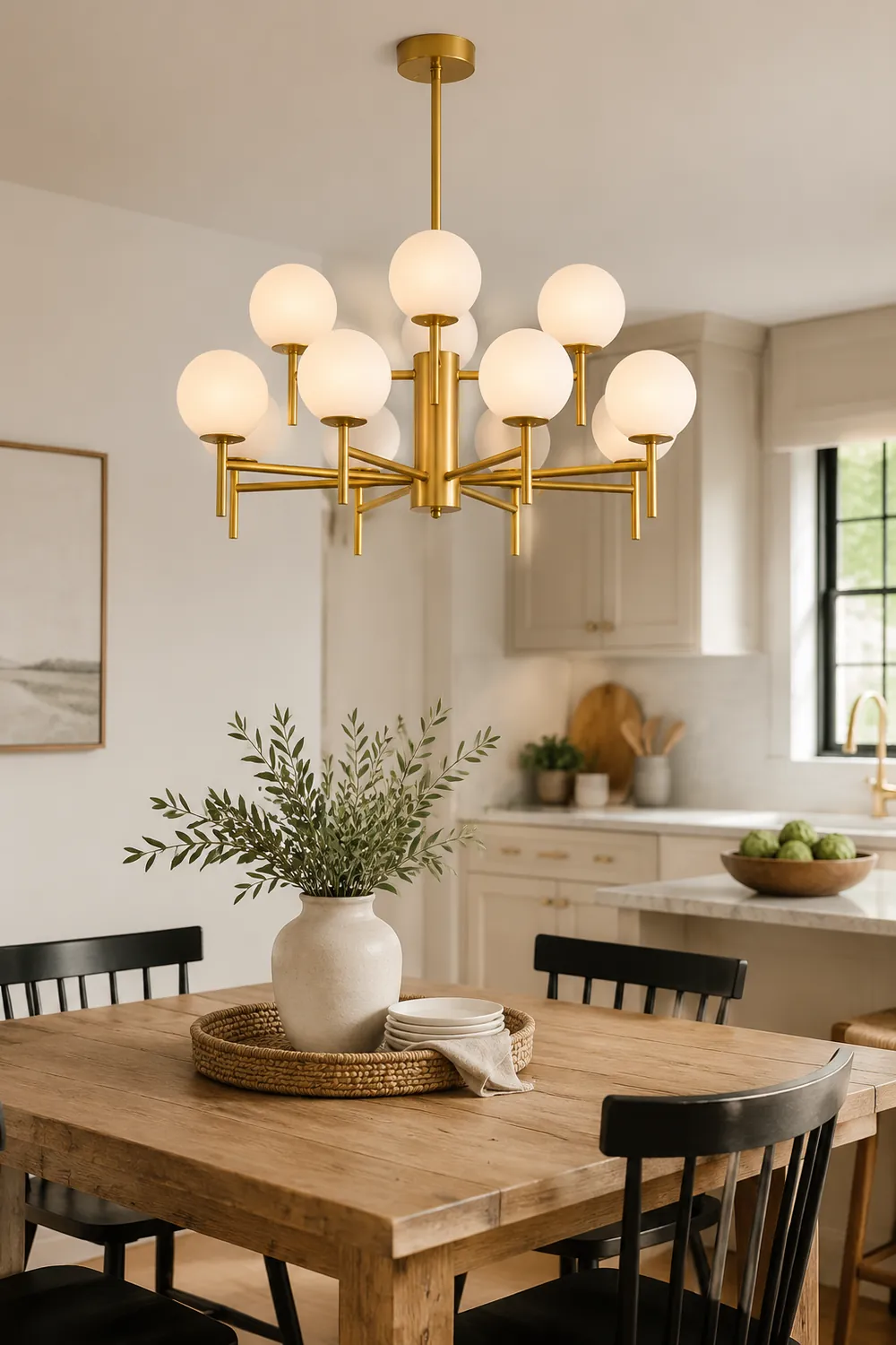 Alessio Modern Globe Bubble Metal/Glass Pendant Light, Gold/Black - Lumpaz