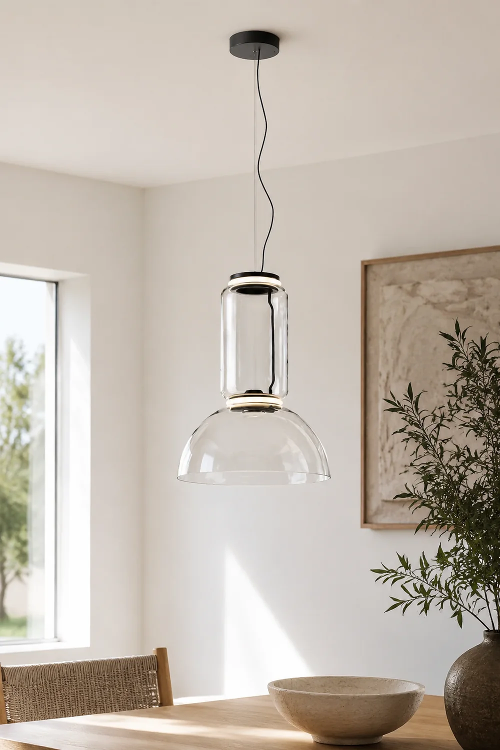 Hailie Minimalist Combination Glass Pendant Light, Clear - Lumpaz