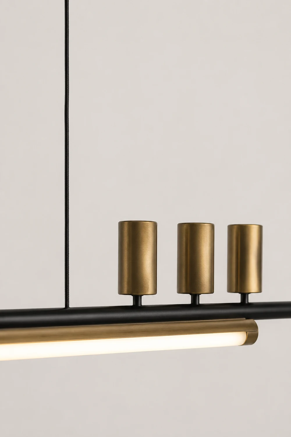 Edge Modern Minimalist Liner Metal/Acrylic Pendant Light, Gold/Black - Lumpaz