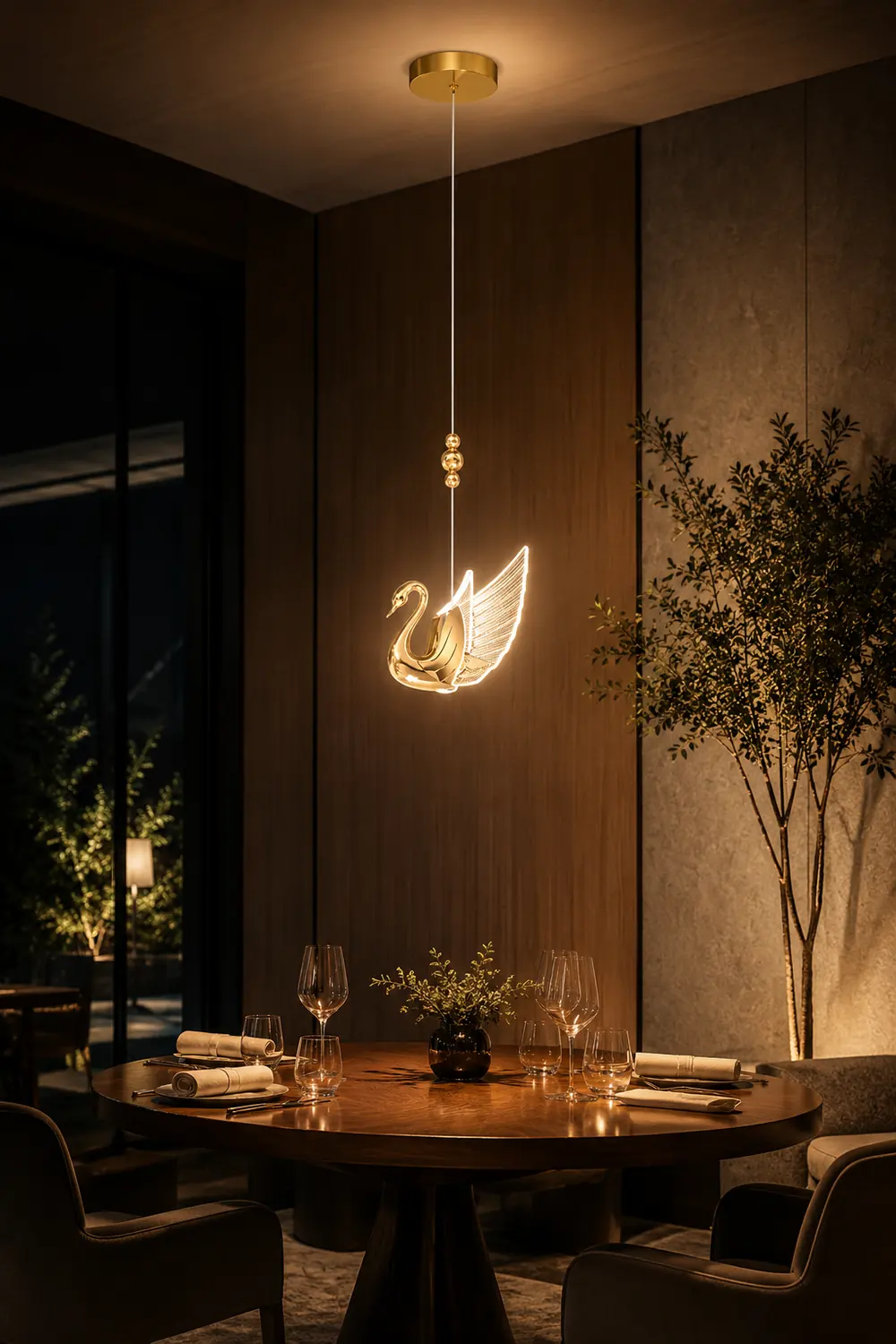 Kady Modern Creative Swan Pendant Light, 2 Color - Lumpaz