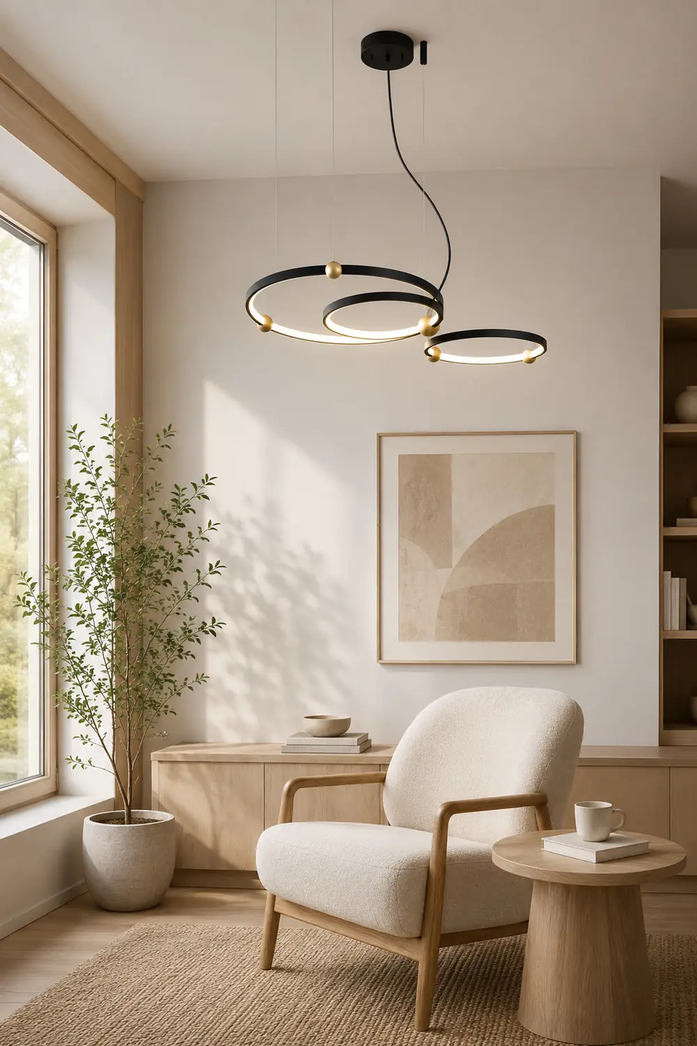 Arisha Minimalist Ring Metal Pendant Light, Black - Lumpaz