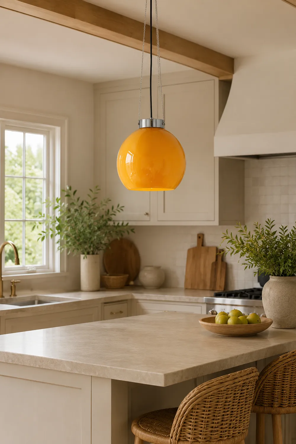 Hailie Yellow Ball Pendant Light, Metal & Glass, 9.8" - Lumpaz