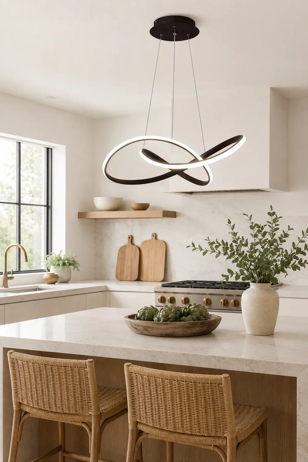 Modern Led Pendant Light, Black/White, Living Room/Bedroom - Lumpaz