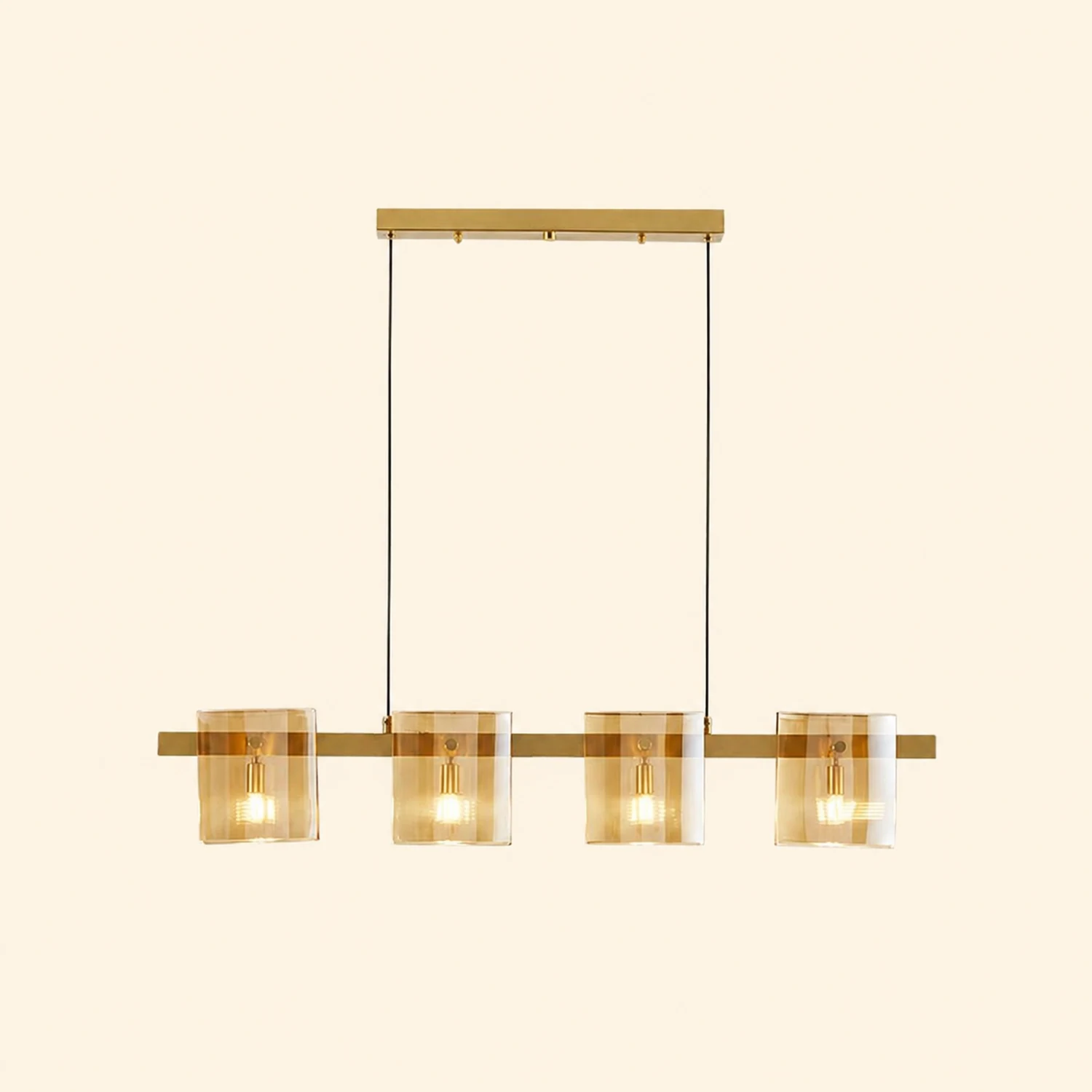 Evette Minimalist Linear Metal Pendant Light, Black/Gold - Lumpaz