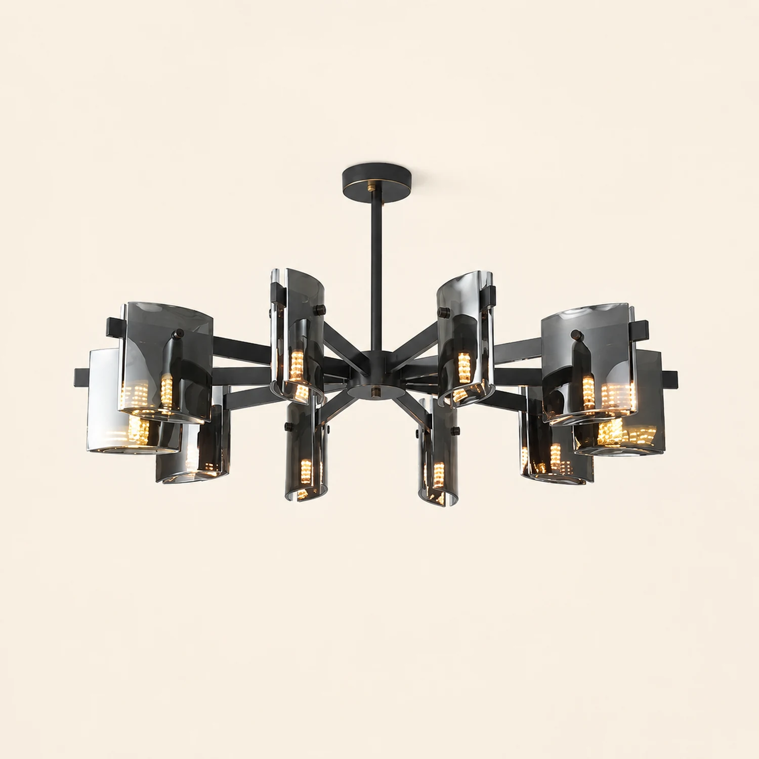 Evette Minimalist Multi Head Metal Pendant Light, Black/Gold - Lumpaz