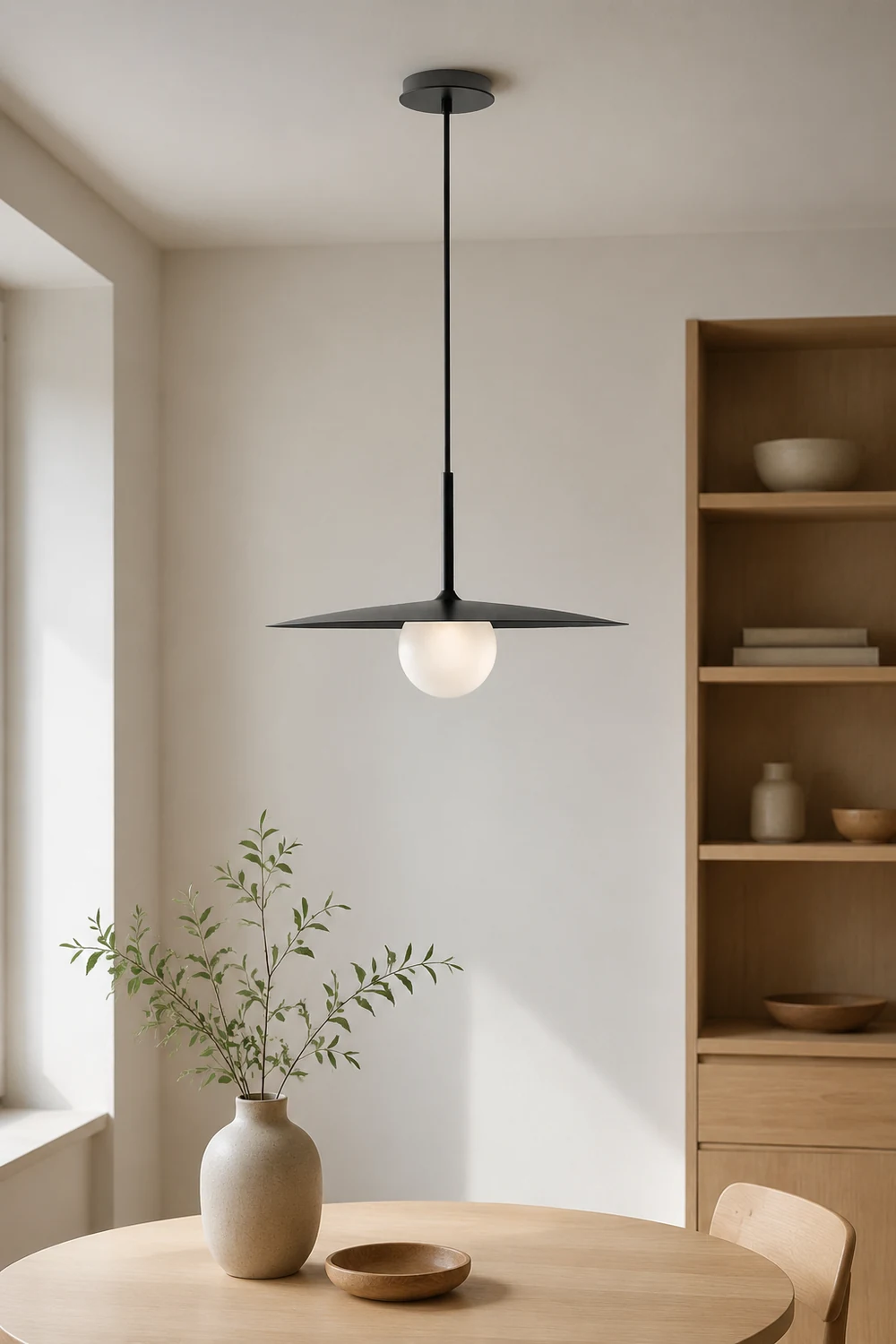 Carins Modern Dish-shaped Metal Pendant Light, Black/White/Gray - Lumpaz