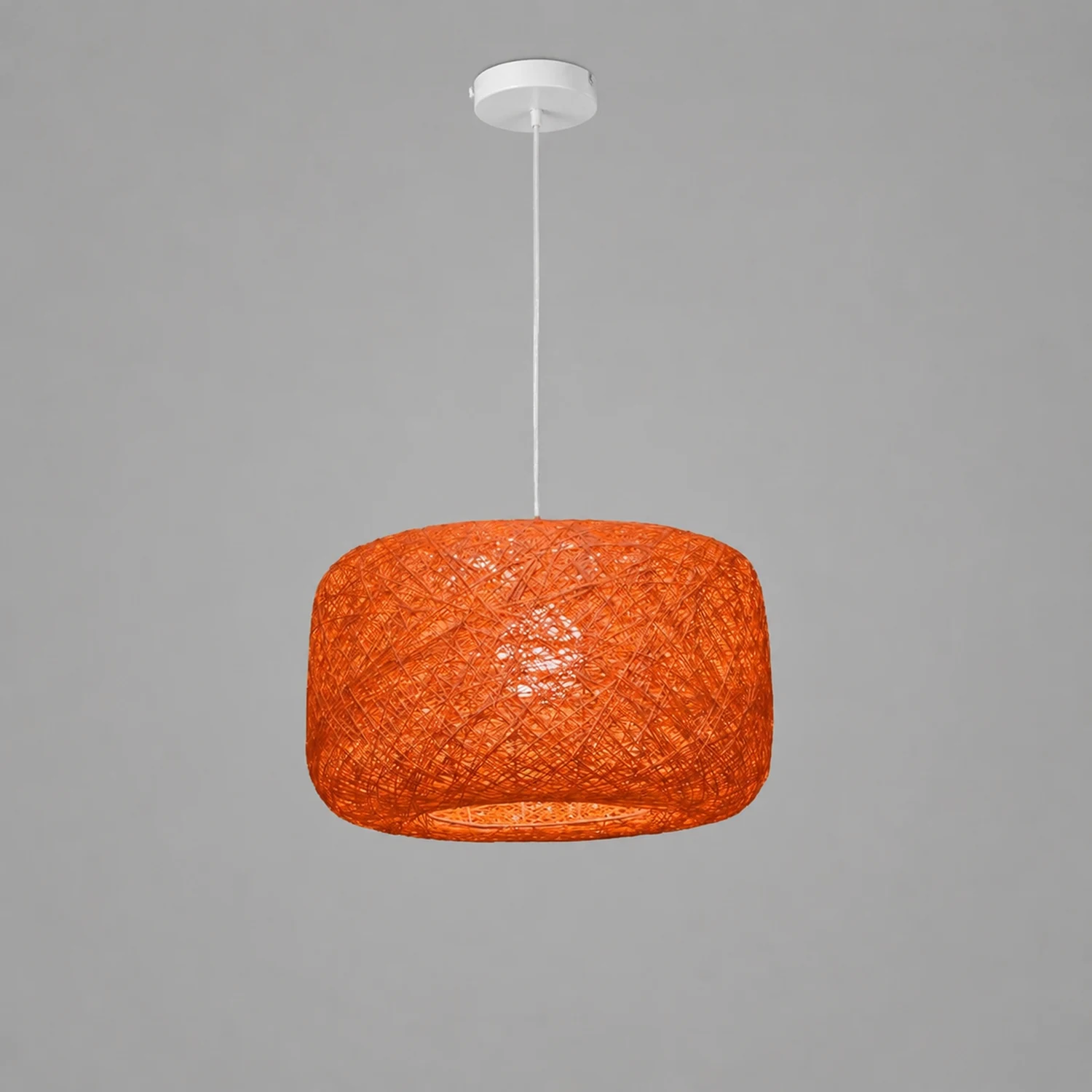 Natural Cylindrical Lantern Rattan Pendant Light, Hallway - Lumpaz