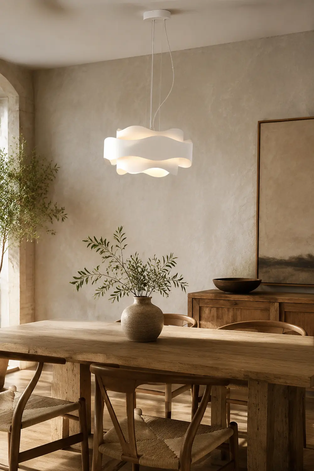 Bella Art Deco Flower Shape Metal Pendant Light, White - Lumpaz
