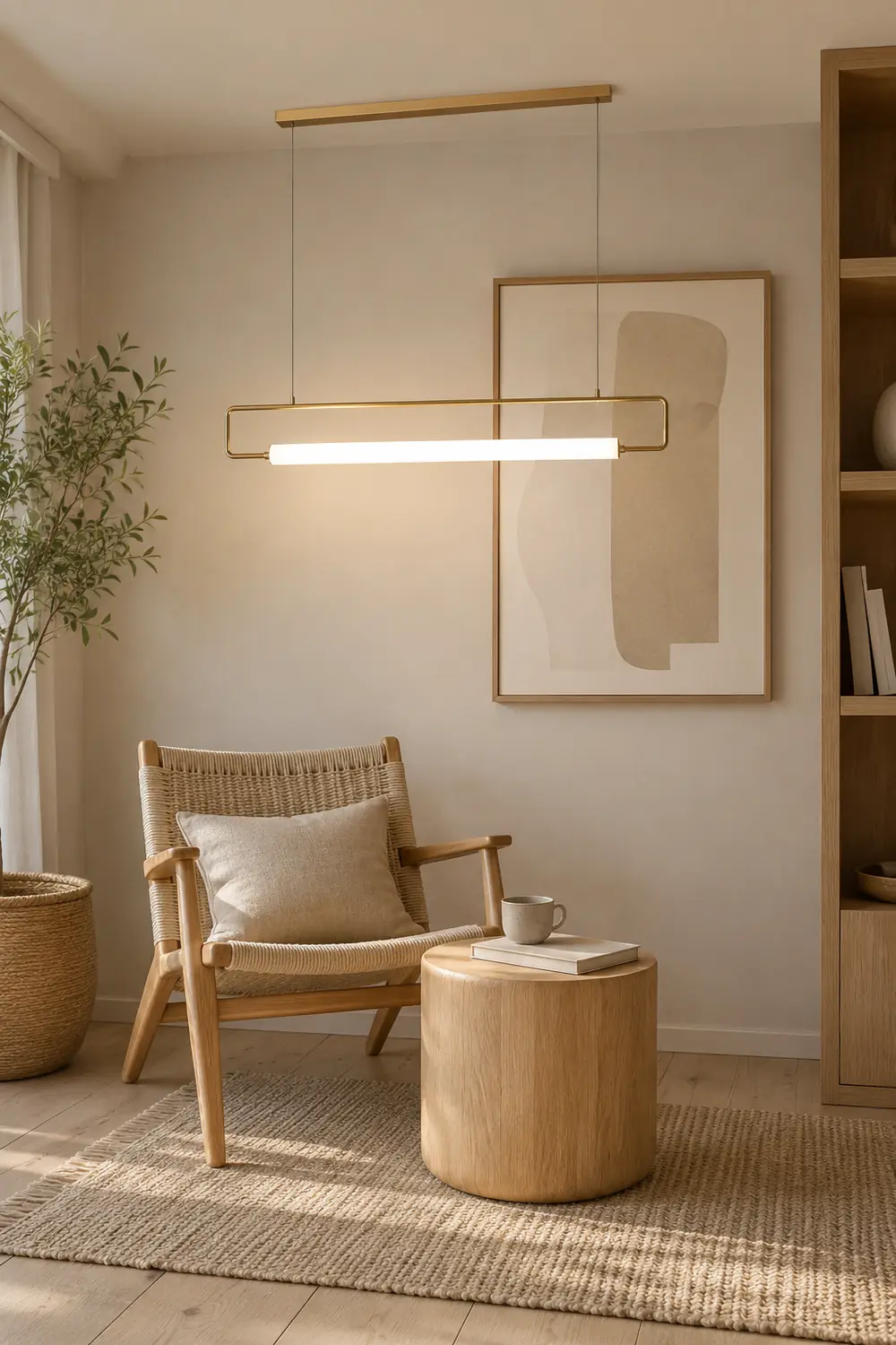 Edge Modern Minimalist rectangular Metal/Acrylic Pendant Light, Gold/Black - Lumpaz