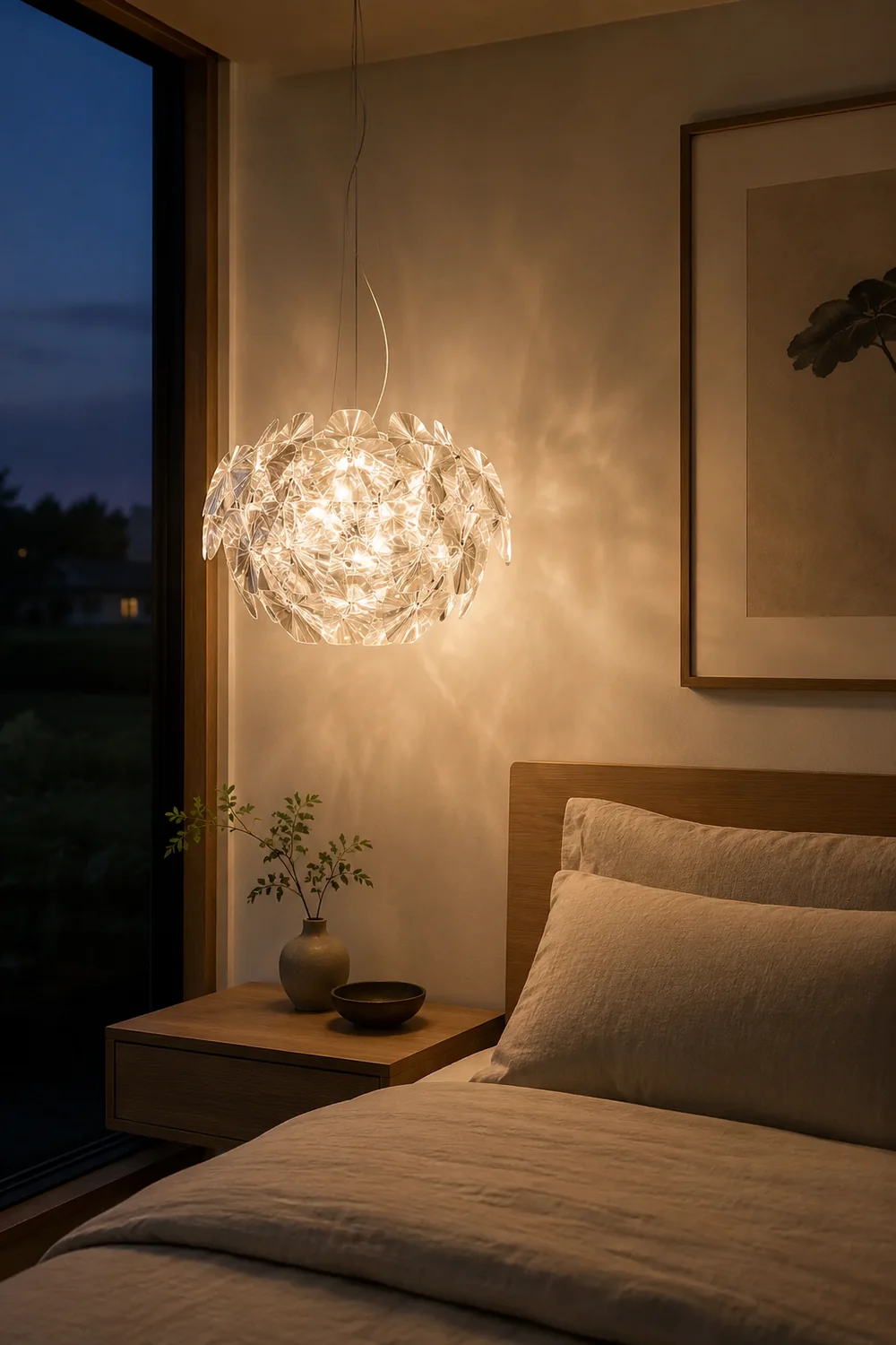 Bella Unique Diamond Flower Metal Pendant Light, Living Room - Lumpaz