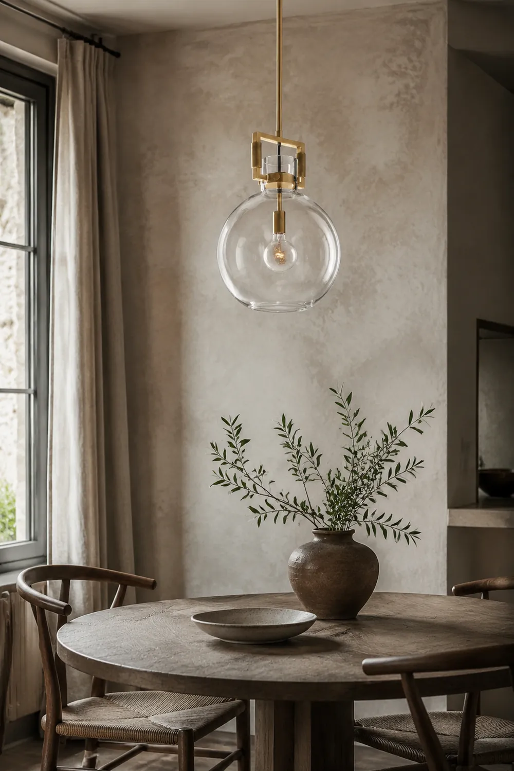 Cairns Modern Geometric Glass/Metal Pendant Light, Brass - Lumpaz