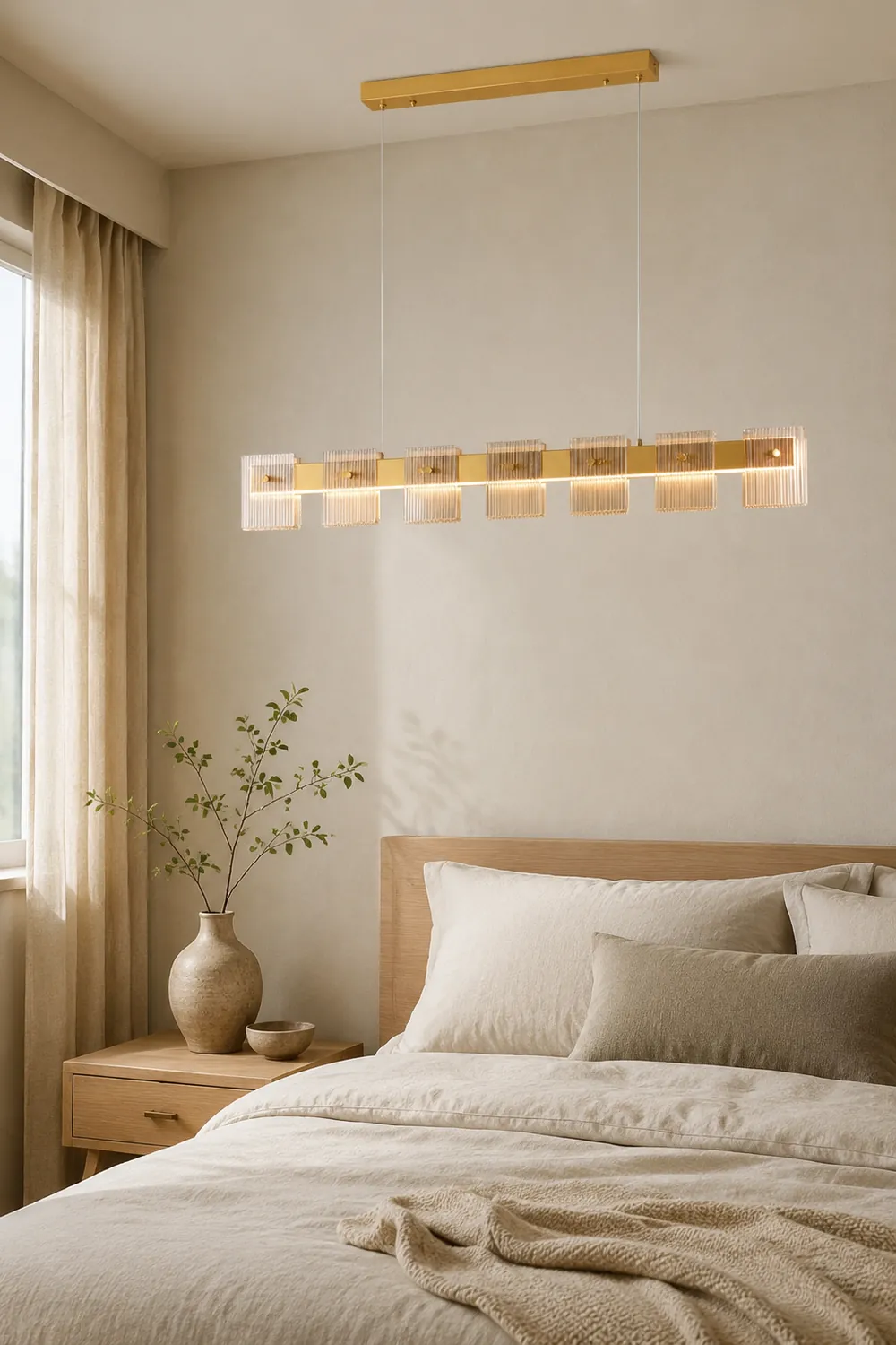Evette Modern Minimalist Rectangular Metal And Glass Pendant Light,Gold - Lumpaz