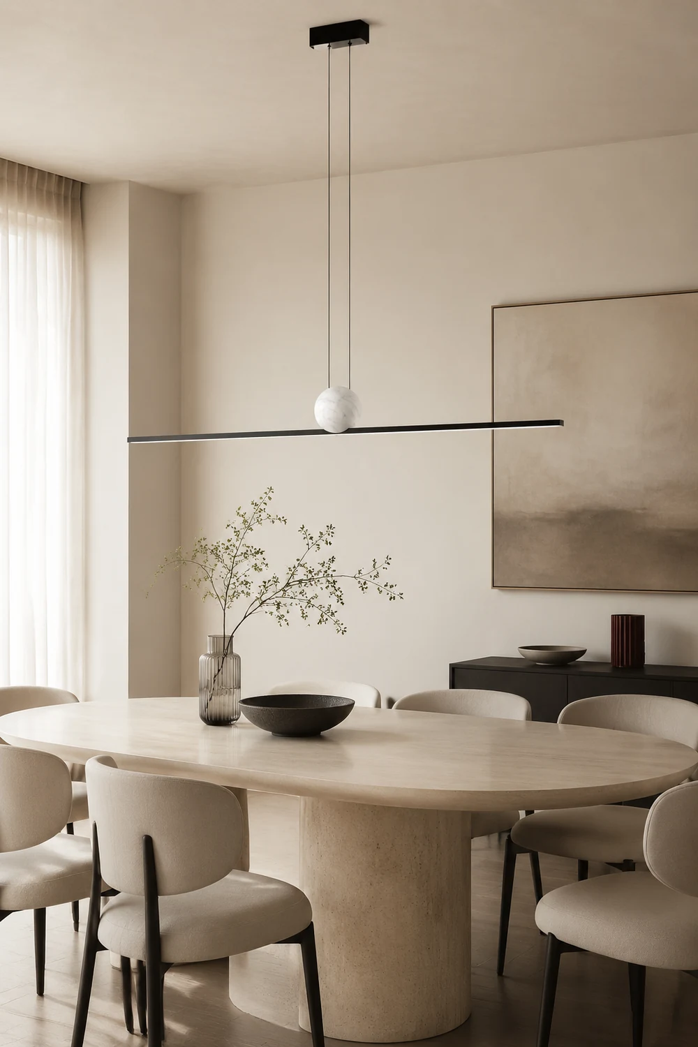 Edge Pendant Light 2 Color, Metal & Marble, 35.4"/47.2"/59" - Lumpaz