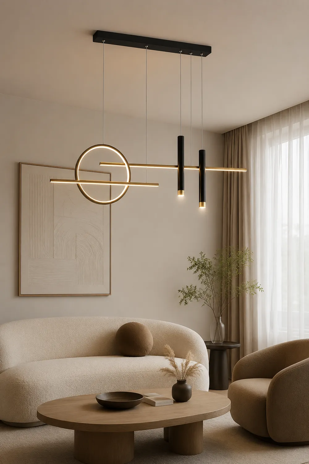 Madina Modern Led Pendant Light, Irregular Ring, Black/Glod - Lumpaz