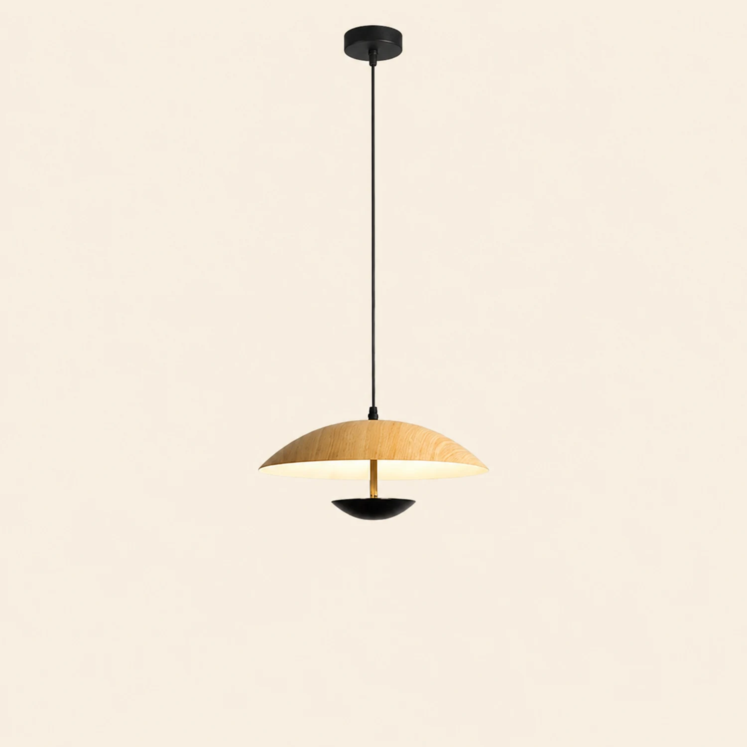 Morandi Modern LED Pendant Light White/Wood Metal Bedroom/Living Room - Lumpaz