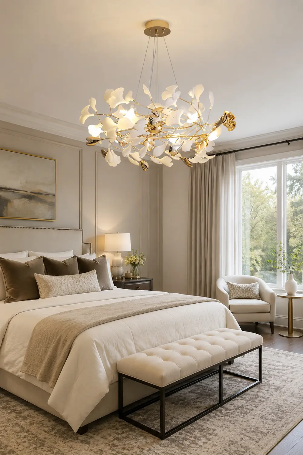 Ophelia Modern Petal Shaped Metal Ceramic Chandelier Dining Room - Lumpaz