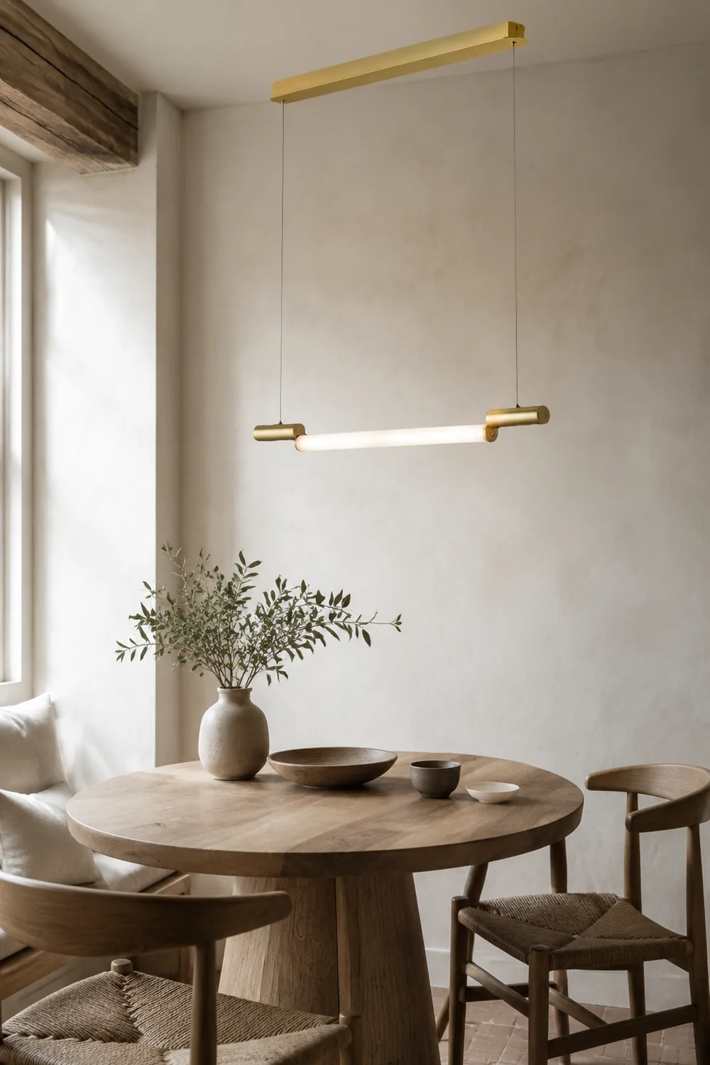 Edge Minimalist Linear Aluminium/PVC Pendant Light, Gold - Lumpaz