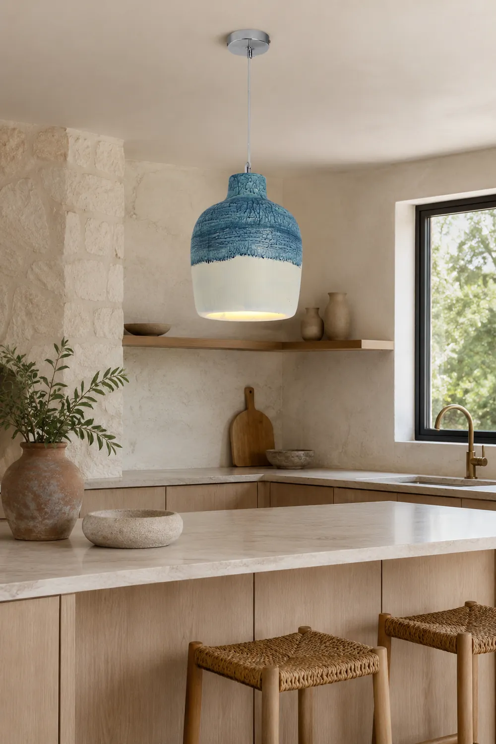 Byers Wabi Sabi Jar Shaped Resin Pendant Light, 4 Color - Lumpaz