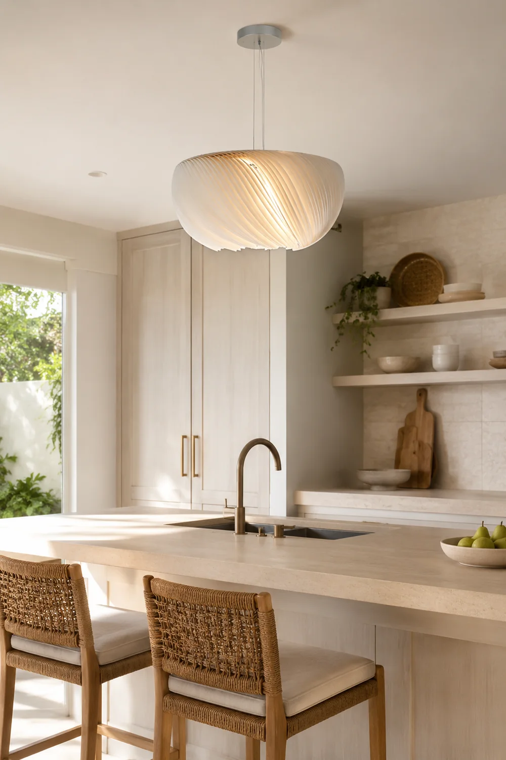 Renée Nordic Circle Nature Pendant Light, Living Room/Dining Room - Lumpaz