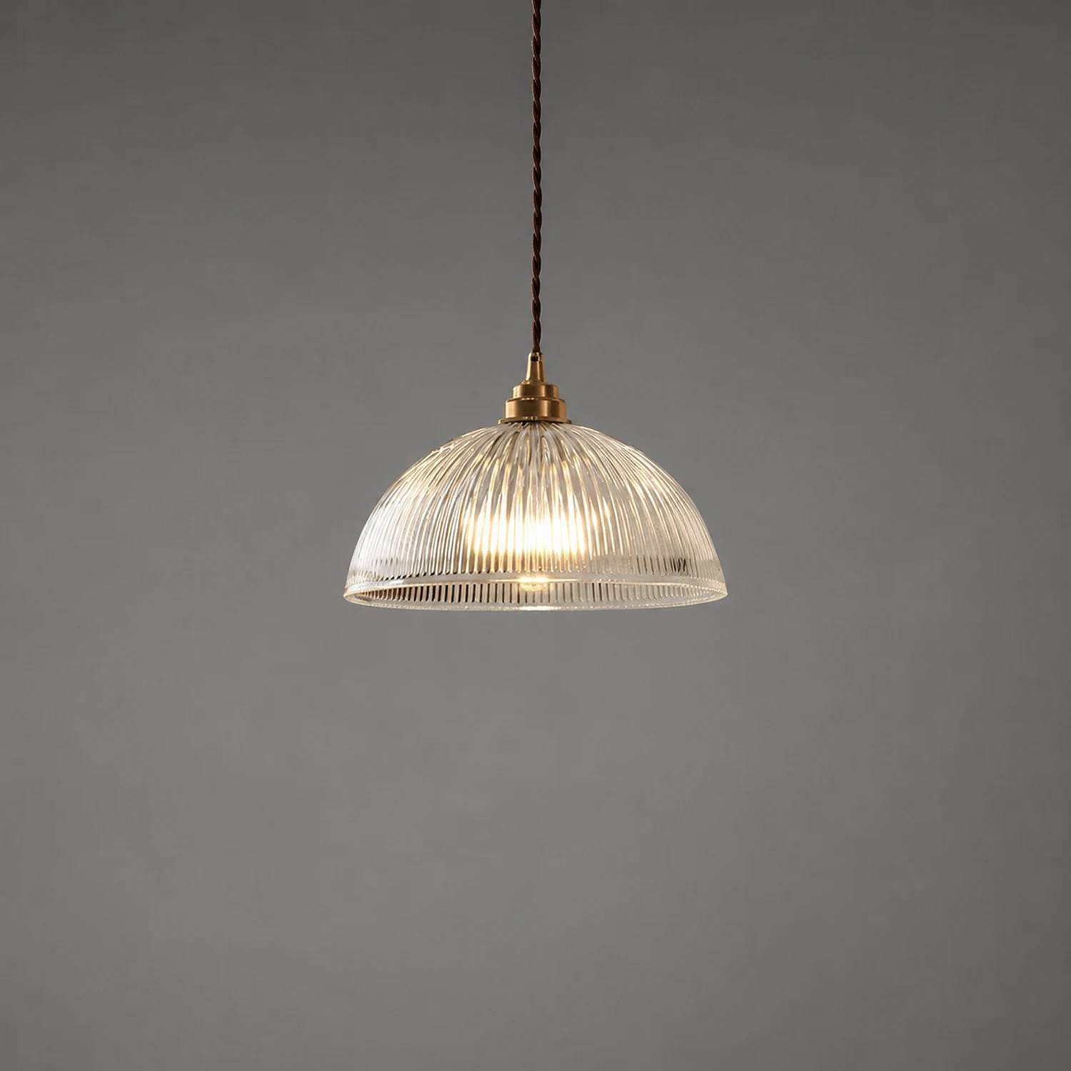 Alessio Simple Bowl Metal/Glass Pendant Light, Clear, Dining Room - Lumpaz