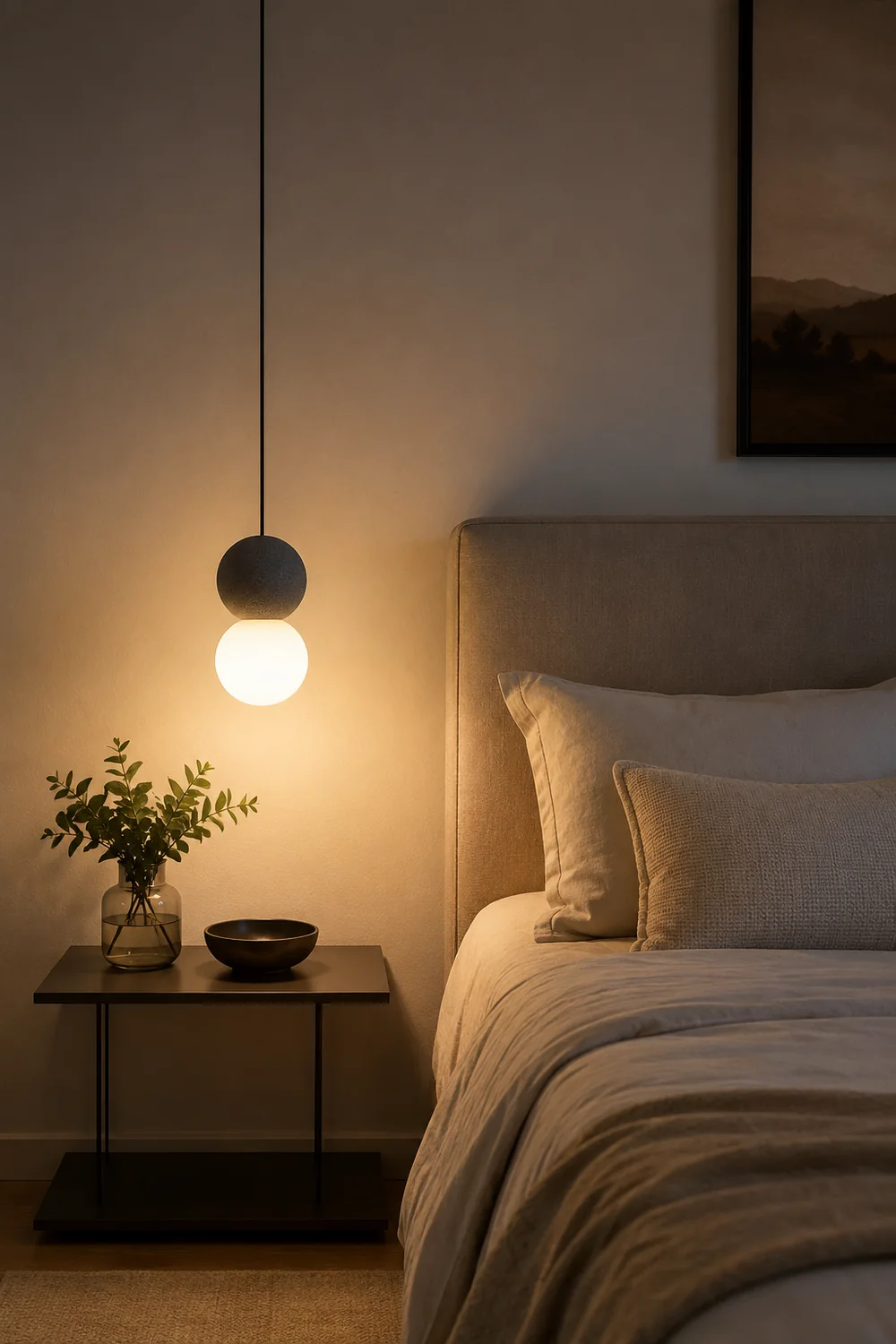 Byers Modern LED Pendant Light Black Metal Bedroom Living Room - Lumpaz