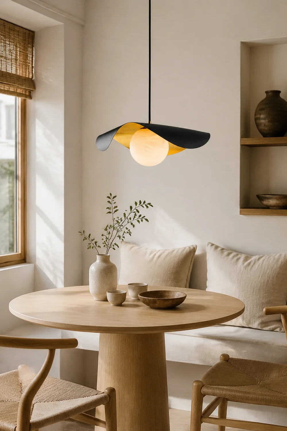 Eveline Modern Nordic Minimalist Metal/Marble Pendant Light, Black - Lumpaz