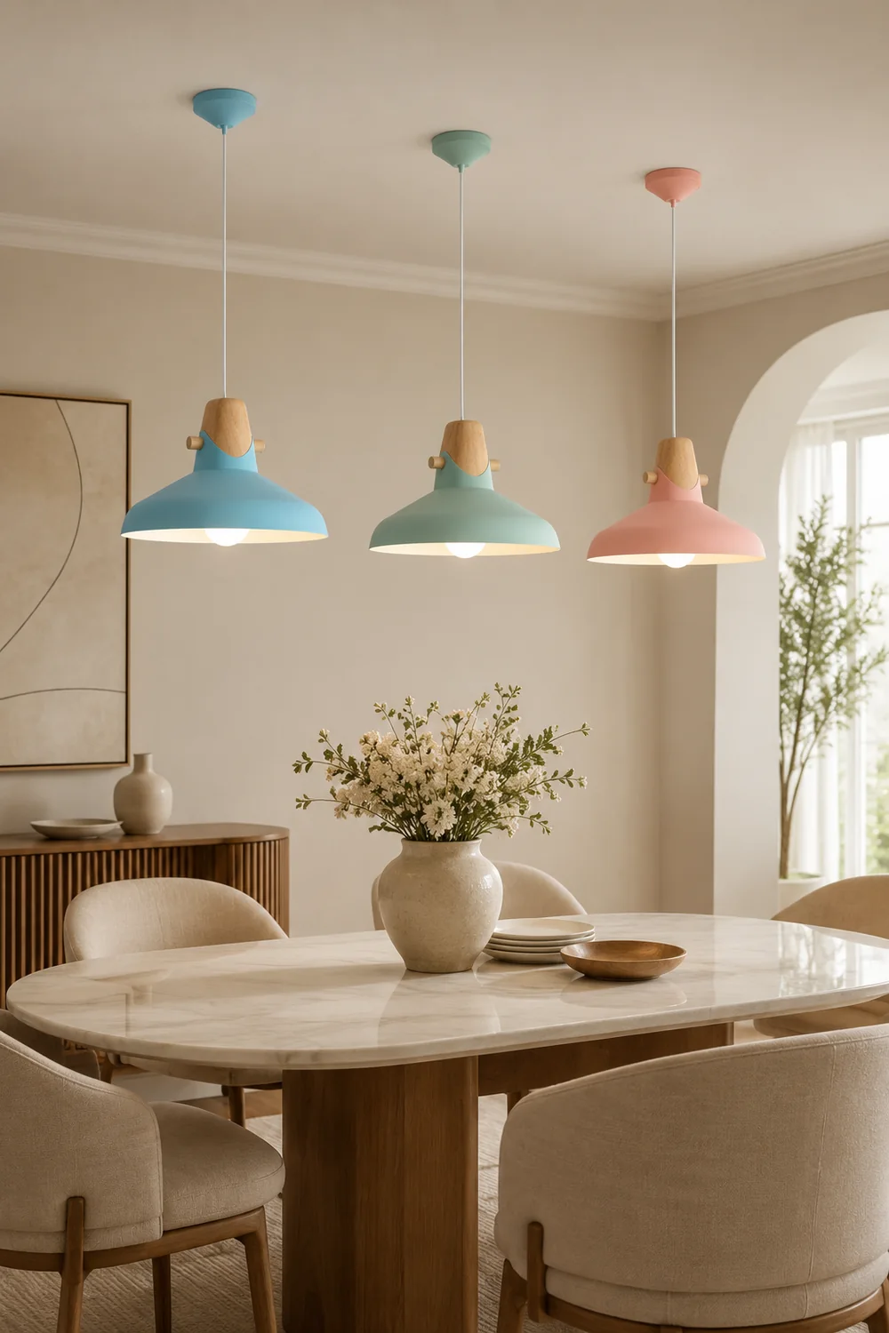 Morandi Nordic Dome Metal Pendant Light, Bule/Green/Pink - Lumpaz
