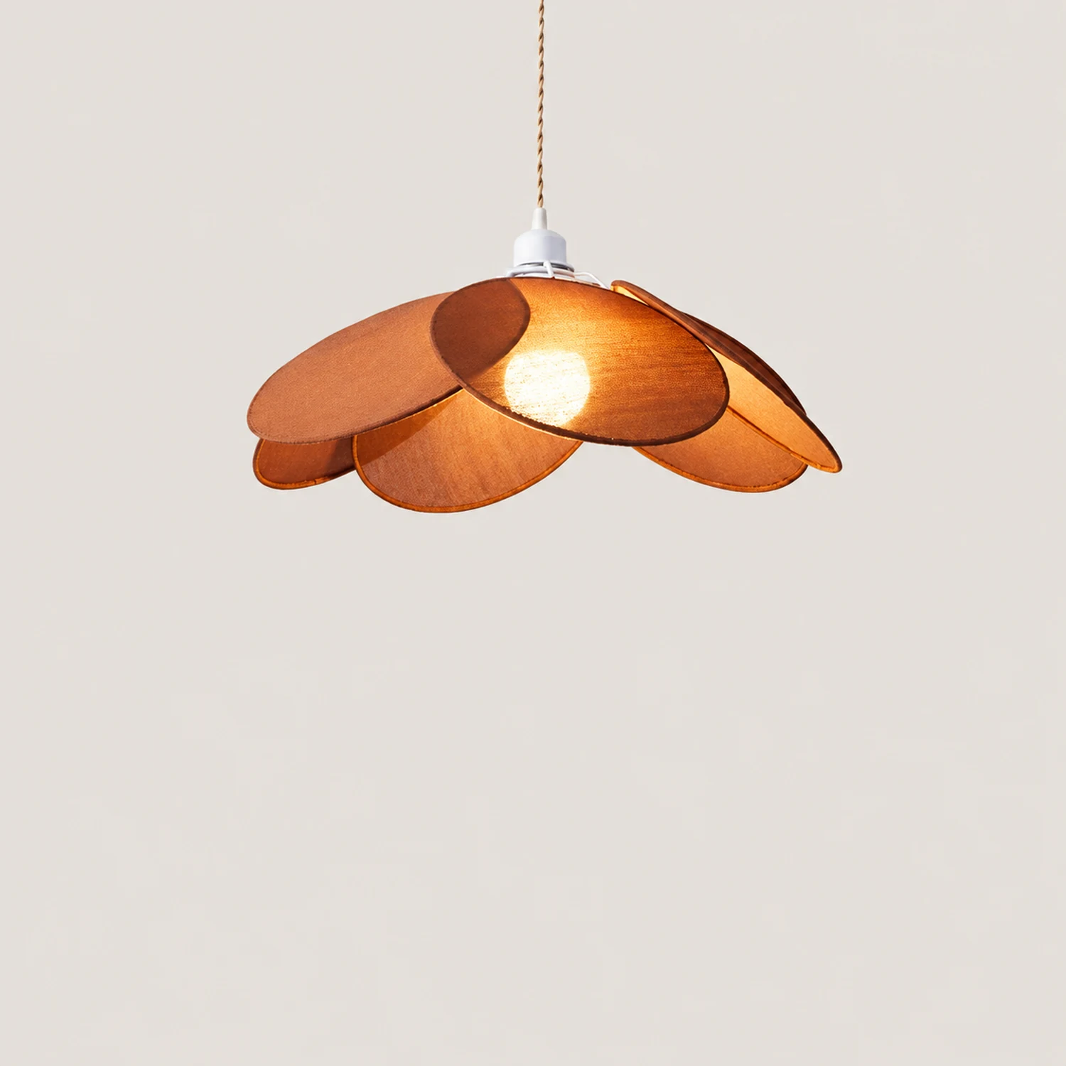 Renée Minimalist Fabric Flower Pendant Light, Orange/Brown/Beige - Lumpaz