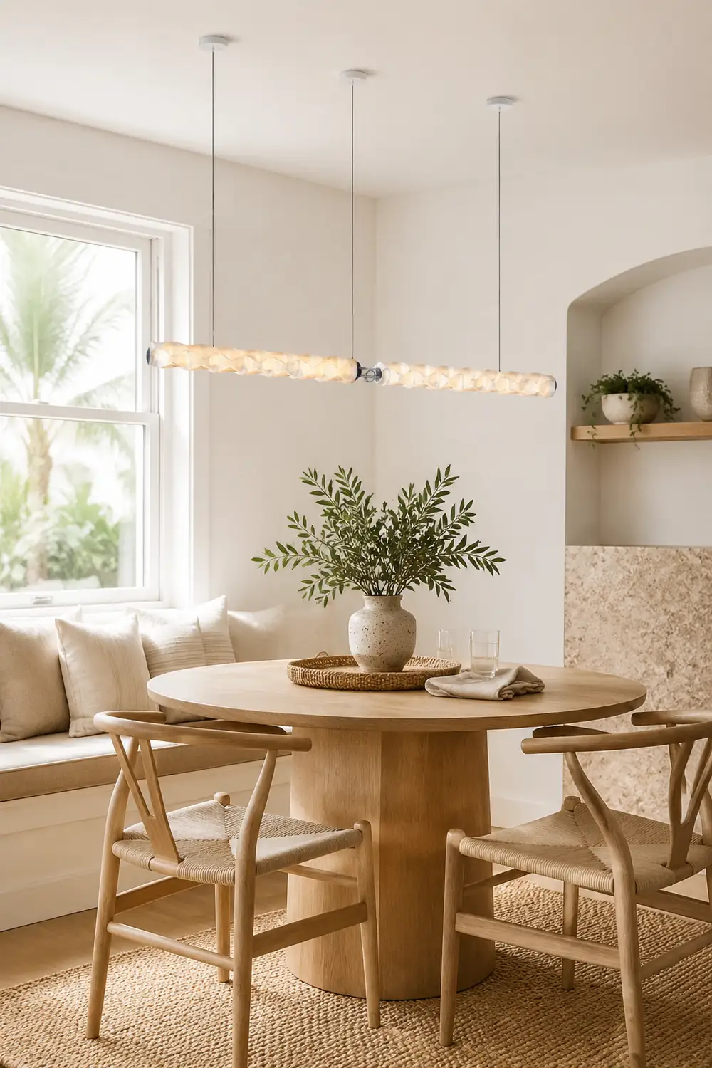 Nazifa Designer pleated Modern Strip Pendant Light, Dining Room - Lumpaz