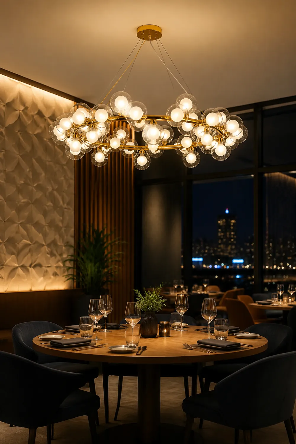 Valentina Modern Gold Bubble Pendant Light, Metal & Glass - Lumpaz