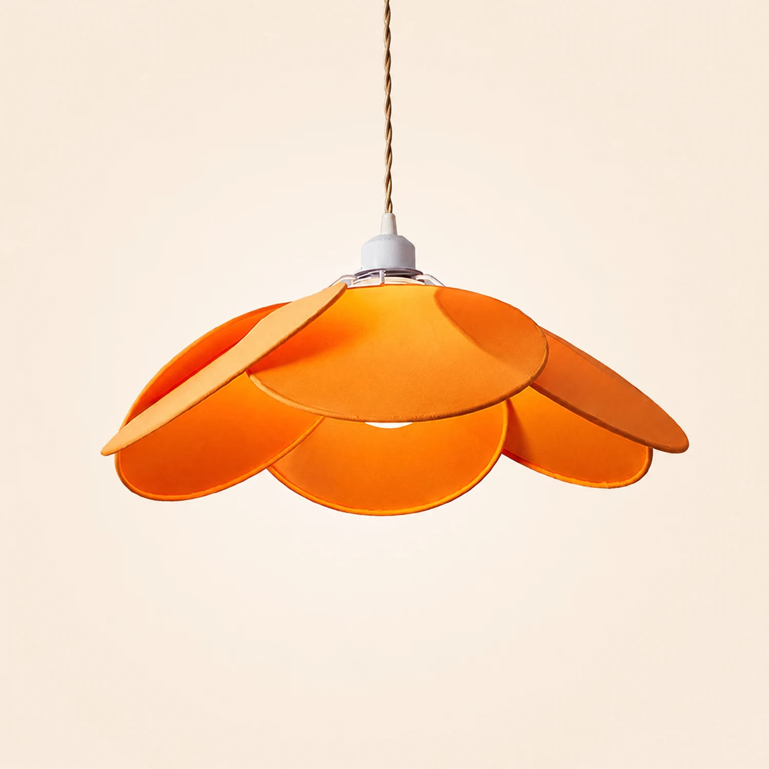 Renée Minimalist Fabric Flower Pendant Light, Orange/Brown/Beige - Lumpaz