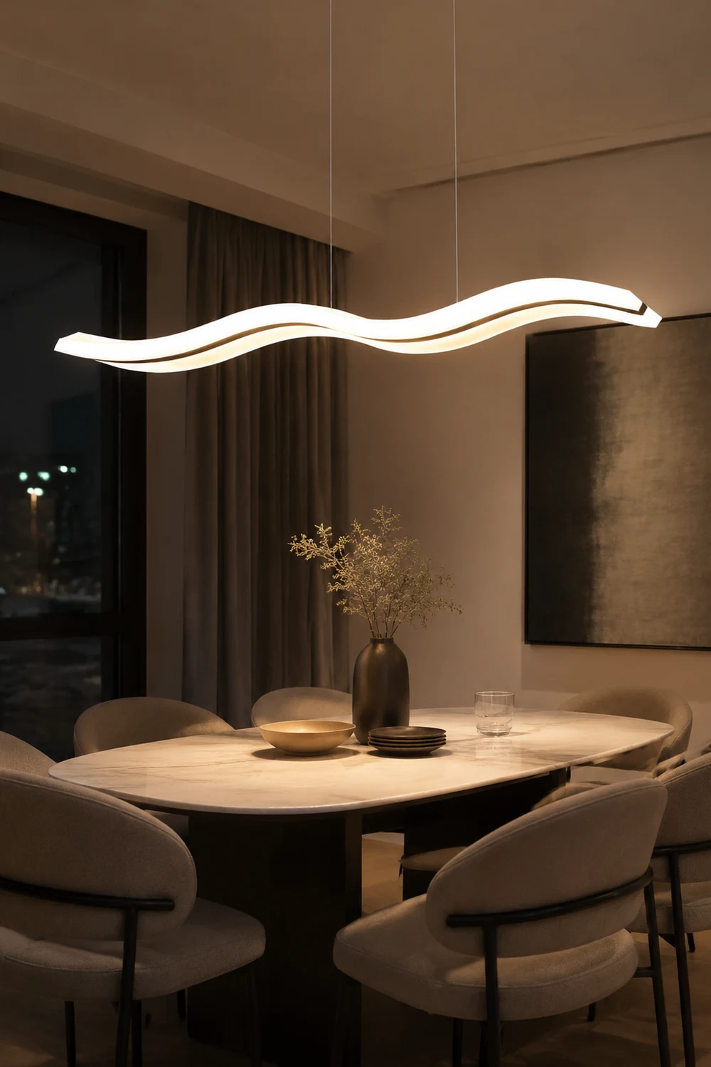 Minimalist Wave Wavy Pendant Light, 38.5" - Lumpaz