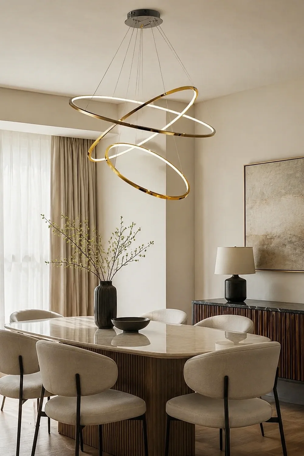 Arisha Minimalist Ring Metal Pendant Light, Gold, Living Room - Lumpaz
