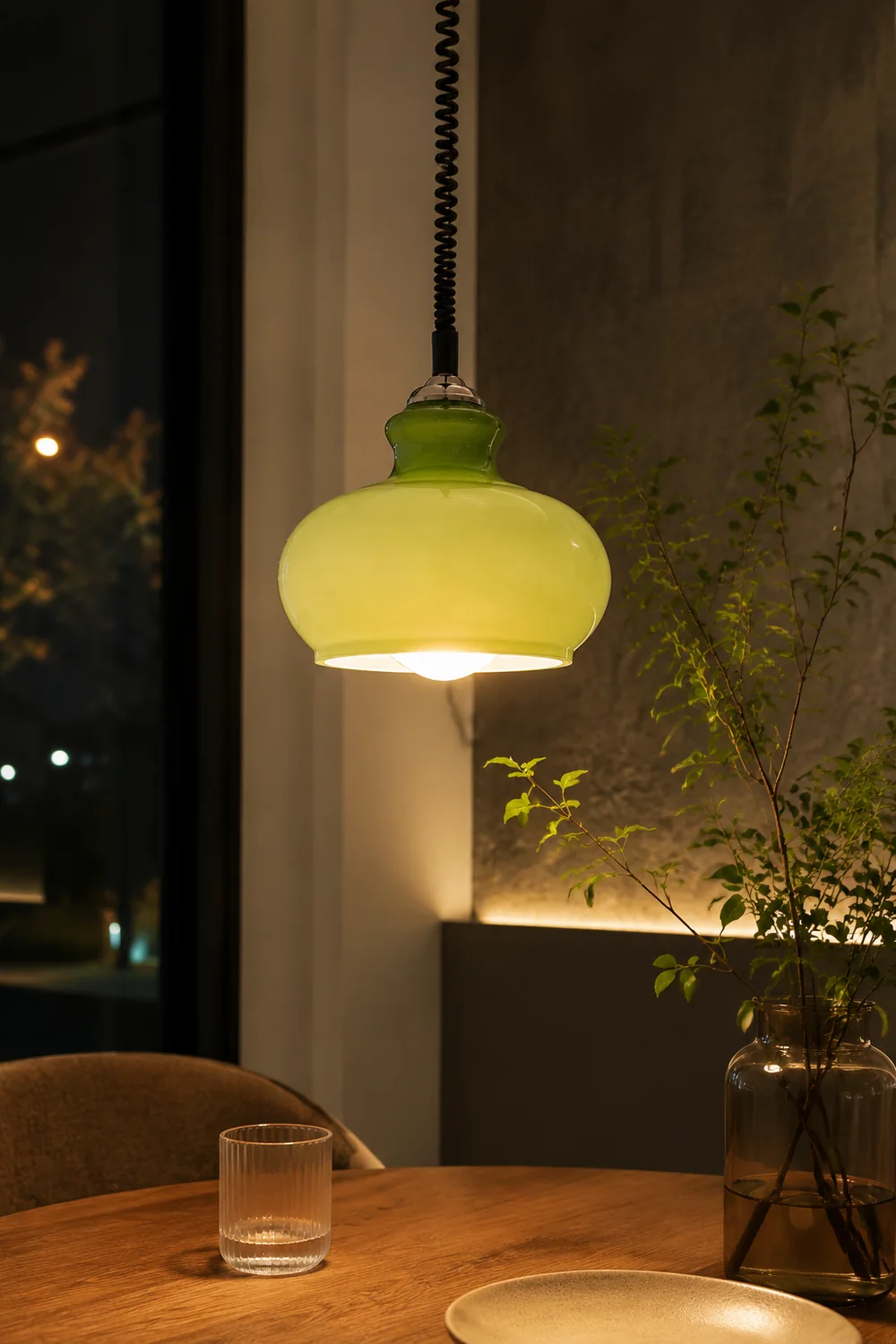 Hailie Retro Simple Adjustable Pendant Light Living Room Green White Brown - Lumpaz